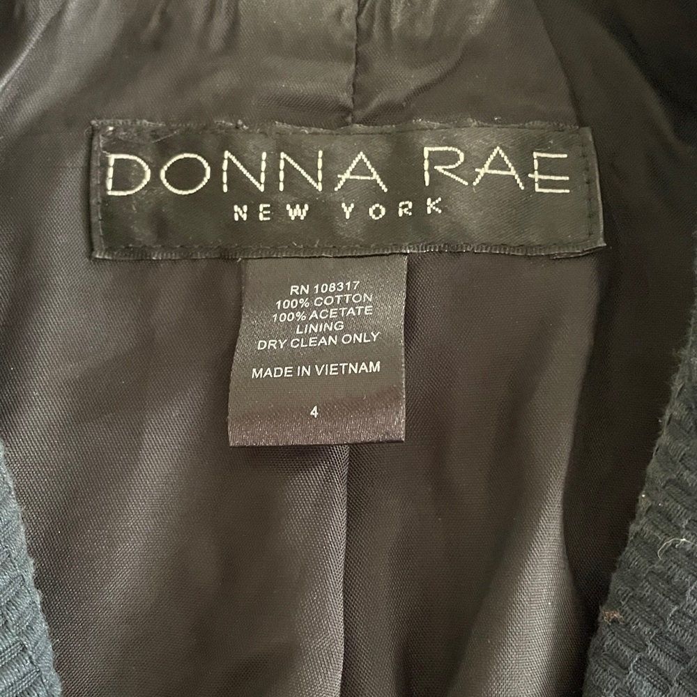 Donna Rae New York Size 4 Navy 3 Button Blazer Patch Pockets Cotton 3/4 Lined - Picture 4 of 7